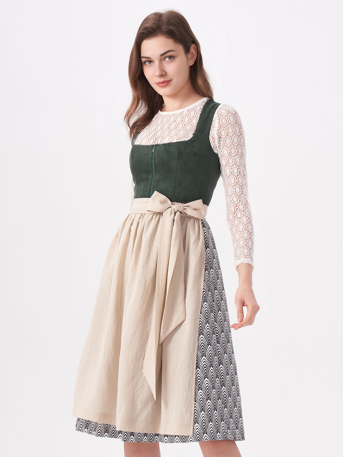 Dirndl mit Reißverschluss vorne in Grün