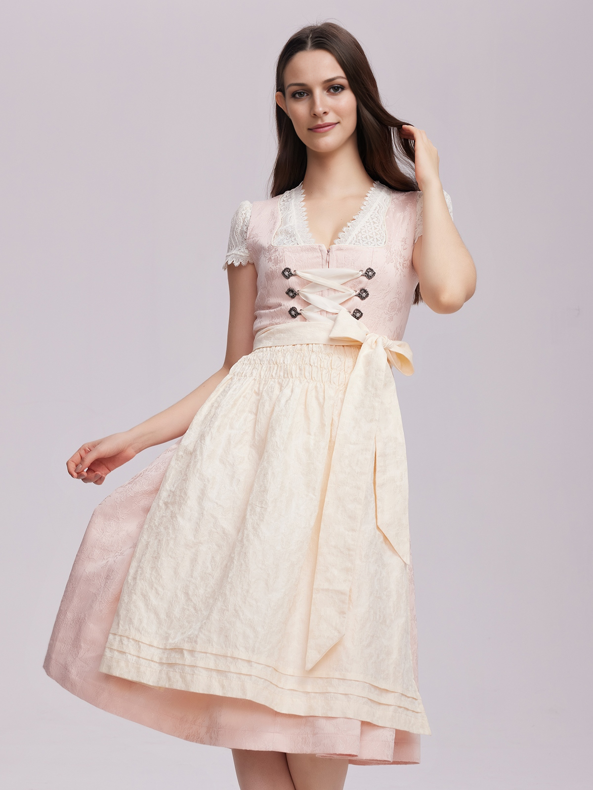 Dirndlbluse weiß langarm in rosa