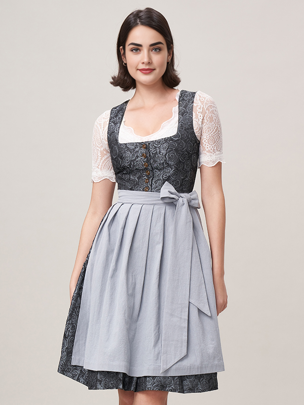 Modernes Dirndl in lila-schwarz